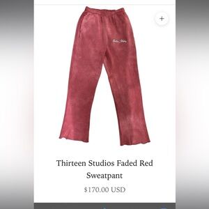 Thirteen Studios Faded Red Sweatpants